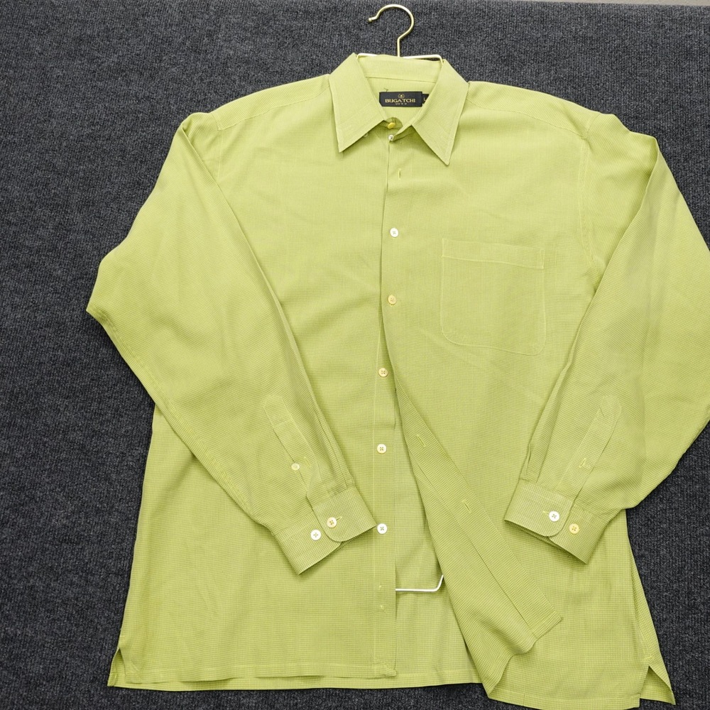 Bugatchi Uomo Button Down Micro Check Mens L Green - image 1